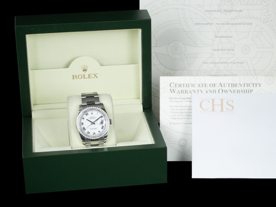 Ролекс (Rolex) Datejust 36 Bianco Oyster White Milk Roman Dial Diamonds Bezel 116244 